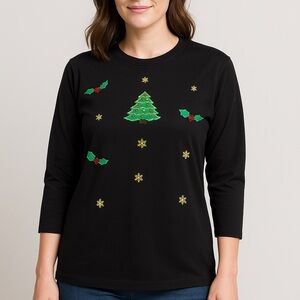 Festive Black Christmas Tree Sweater